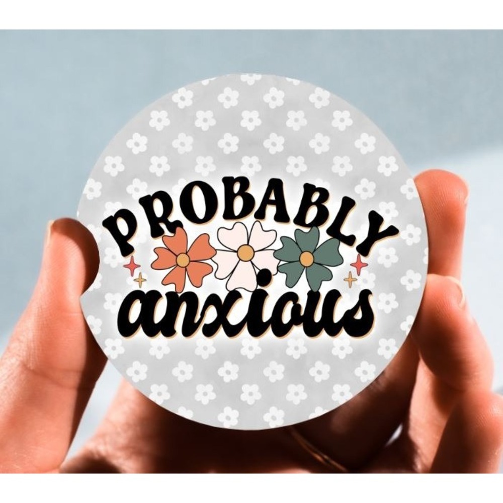 Set of 2 Car Coasters, Probably Anxious Car‎ Coaster, Neoprene Car Coaster